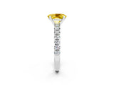 White gold Oval Cut Yellow Sapphire Solitaire Pavé Engagement Ring with Round Band and Prong Setting_14