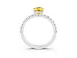 White gold Oval Cut Yellow Sapphire Solitaire Pavé Engagement Ring with Round Band and Prong Setting_15