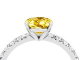 White gold Oval Cut Yellow Sapphire Solitaire Pavé Engagement Ring with Round Band and Prong Setting_16