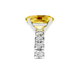 White gold Oval Cut Yellow Sapphire Solitaire Pavé Engagement Ring with Round Band and Prong Setting_17