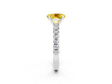 White gold Oval Cut Yellow Sapphire Solitaire Pavé Engagement Ring with Round Band and Prong Setting_74