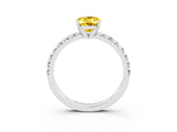 White gold Oval Cut Yellow Sapphire Solitaire Pavé Engagement Ring with Round Band and Prong Setting_75