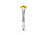White gold Oval Cut Yellow Sapphire Solitaire Pavé Engagement Ring with Round Band and Prong Setting_86