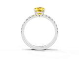 White gold Oval Cut Yellow Sapphire Solitaire Pavé Engagement Ring with Round Band and Prong Setting_87