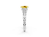 White gold Oval Cut Yellow Sapphire Solitaire Ring with Filigree Band and Four-Prong Setting_50