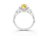 White gold Oval Cut Yellow Sapphire Solitaire Ring with Filigree Band and Four-Prong Setting_51