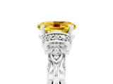 White gold Oval Cut Yellow Sapphire Solitaire Ring with Filigree Band and Four-Prong Setting_53