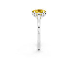 White gold Oval Cut Yellow Sapphire Solitaire Ring with Flower Prong Setting and Classic Band_26