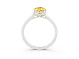 White gold Oval Cut Yellow Sapphire Solitaire Ring with Flower Prong Setting and Classic Band_27
