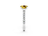 White gold Oval Cut Yellow Sapphire Solitaire Ring with Pavé Accents and Four-Prong Setting_26