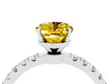 White gold Oval Cut Yellow Sapphire Solitaire Ring with Pavé Accents and Four-Prong Setting_28