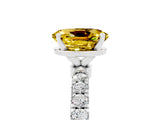 White gold Oval Cut Yellow Sapphire Solitaire Ring with Pavé Accents and Four-Prong Setting_29