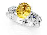 White gold Oval Cut Yellow Sapphire Solitaire Ring with Pavé and Channel Set Band_25