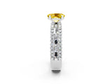 White gold Oval Cut Yellow Sapphire Solitaire Ring with Pavé and Channel Set Band_26