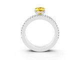 White gold Oval Cut Yellow Sapphire Solitaire Ring with Pavé and Channel Set Band_27