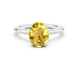White gold Oval Cut Yellow Sapphire Solitaire Ring with Thin Band and Four-Prong Setting_36