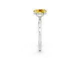White gold Oval Cut Yellow Sapphire Solitaire Ring with Thin Band and Four-Prong Setting_38