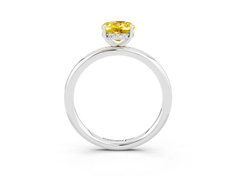 White gold Oval Cut Yellow Sapphire Solitaire Ring with Thin Band and Four-Prong Setting_39