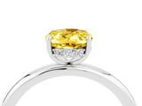 White gold Oval Cut Yellow Sapphire Solitaire Ring with Thin Band and Four-Prong Setting_40