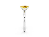 White gold Oval Cut Yellow Sapphire Solitaire Ring with Thin Band and Prong Setting_14