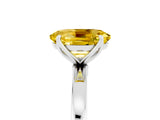 White gold Oval Cut Yellow Sapphire Solitaire Ring with Thin Band and Prong Setting_17