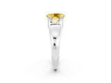 White gold Oval Cut Yellow Sapphire Solitaire Ring with Wide Band and Prong Setting_26