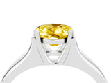 White gold Oval Cut Yellow Sapphire Solitaire Ring with Wide Band and Prong Setting_28