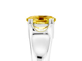 White gold Oval Cut Yellow Sapphire Solitaire Ring with Wide Band and Prong Setting_29