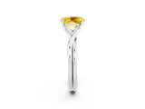 White gold Oval Cut Yellow Sapphire Solitaire Twist Band Prong Setting Ring_74