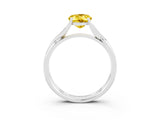 White gold Oval Cut Yellow Sapphire Solitaire Twist Band Prong Setting Ring_75