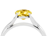 White gold Oval Cut Yellow Sapphire Solitaire Twist Band Prong Setting Ring_76