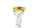 White gold Oval Cut Yellow Sapphire Solitaire Twist Band Prong Setting Ring_77
