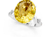 White gold Oval Cut Yellow Sapphire Solitaire Twisted Band with Round  Accents and Prong Setting_13
