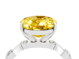 White gold Oval Cut Yellow Sapphire Solitaire Twisted Band with Round  Accents and Prong Setting_16
