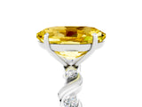 White gold Oval Cut Yellow Sapphire Solitaire Twisted Band with Round  Accents and Prong Setting_17