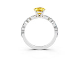 White gold Oval Cut Yellow Sapphire Solitaire with Side Stones on a Pavé Band and Four-Prong Setting_27