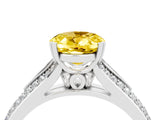 White gold Oval Cut Yellow Sapphire Split Shank Engagement Ring with Pavé Band_28