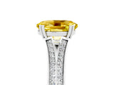 White gold Oval Cut Yellow Sapphire Split Shank Engagement Ring with Pavé Band_29