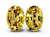 White gold Oval Cut Yellow Sapphire Stud Earrings_30