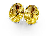 White gold Oval Cut Yellow Sapphire Stud Earrings_31