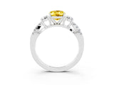 White gold Oval Cut Yellow Sapphire Three-Stone Ring with Pavé Split Shank and Four-Prong Setting_39