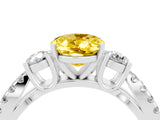 White gold Oval Cut Yellow Sapphire Three-Stone Ring with Pavé Split Shank and Four-Prong Setting_40
