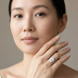 White gold Oval Diamond Bezel Halo Ring with Plain Band_26