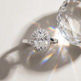 White gold Oval Diamond Bezel Halo Ring with Plain Band_28