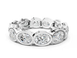 White gold Oval Diamond Bezel Set Eternity Wedding Band