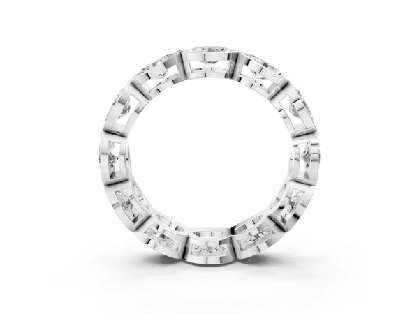 Platinum Oval Diamond Bezel Set Eternity Wedding Band