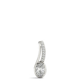 White gold Oval Diamond Bezel-Set Pendant 1