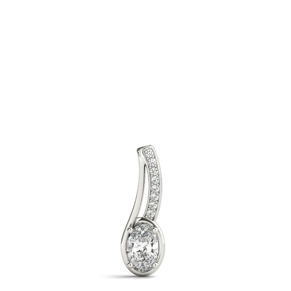 Silver Oval Diamond Bezel-Set Pendant