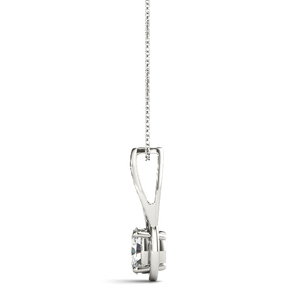 Silver Oval Diamond Bezel-Set Pendant