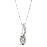 White gold Oval Diamond Bezel-Set Pendant